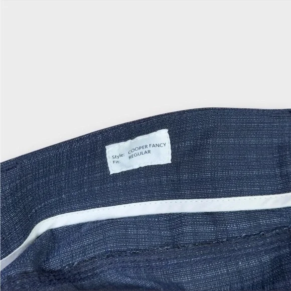 Brax Cooper Fancy Regular Fit Chino Pants Mens 35x36 Blue Plaid Unhemmed Leg NWT